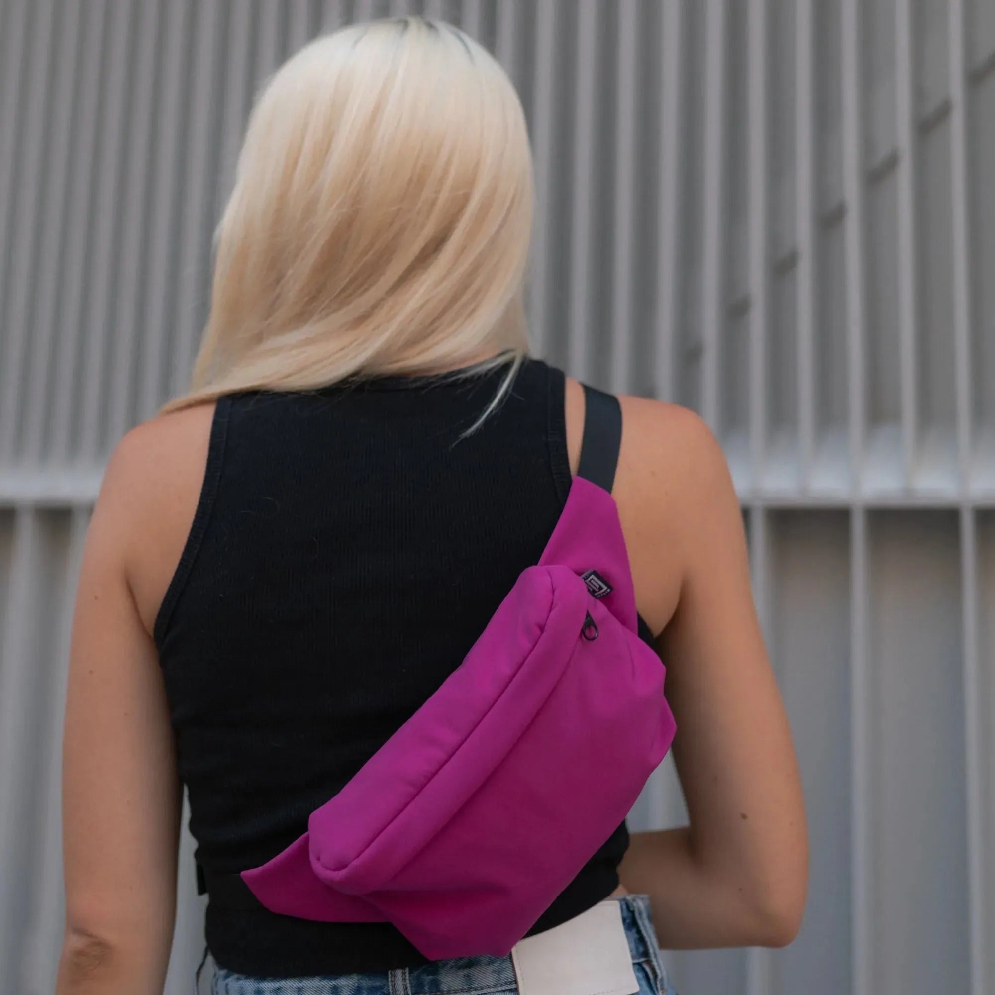 Bauchtasche eckig, Softshell Fuchsia Tragebild2 (5) #farbe_Fuchsia
