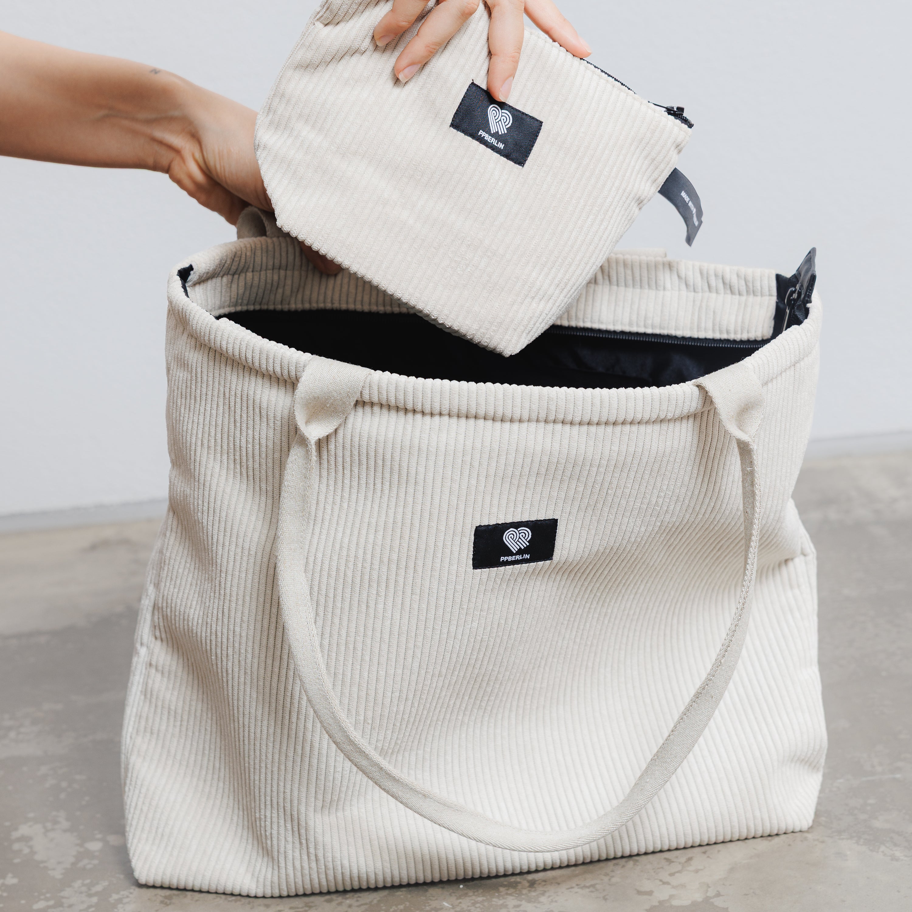 Shopperbag Cord Beige Detail2 #farbe_Beige
