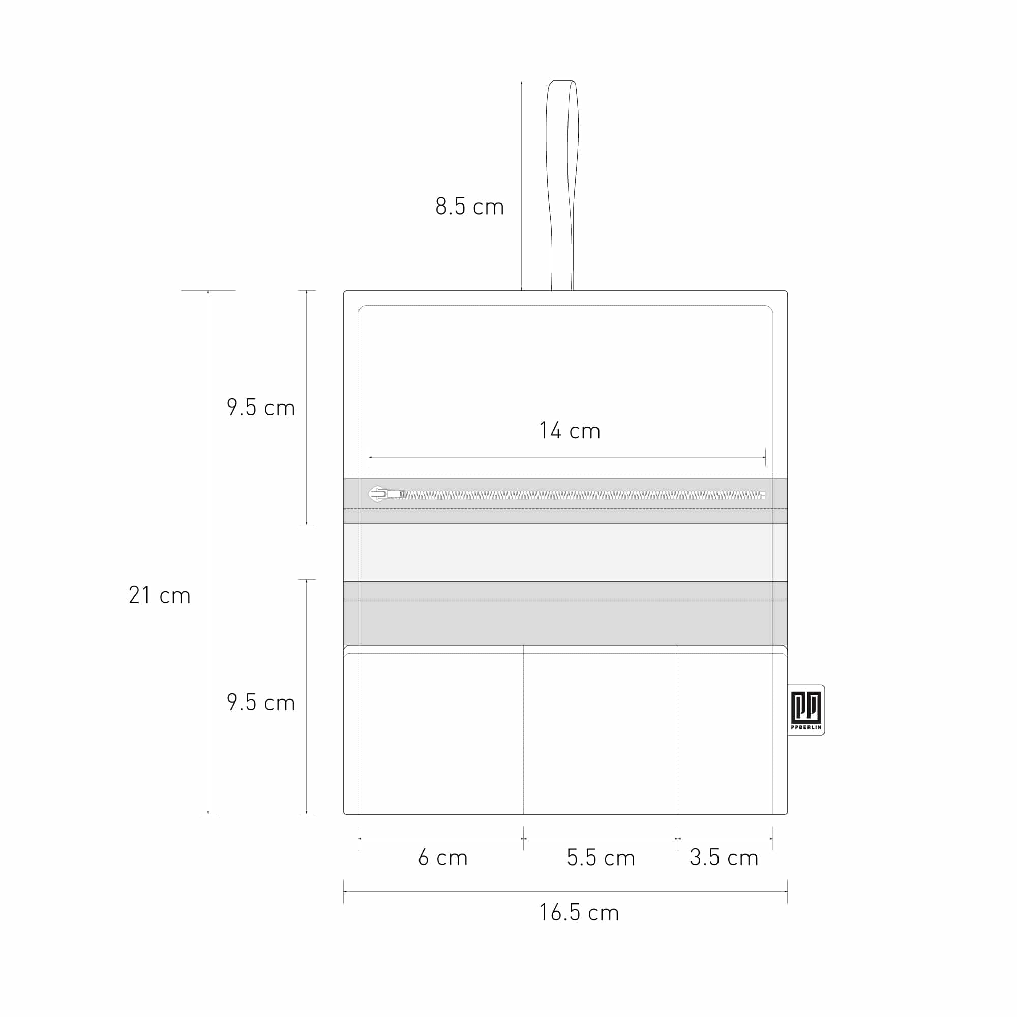 Tabaktasche, Canvas Stoff Technische Zeichnung